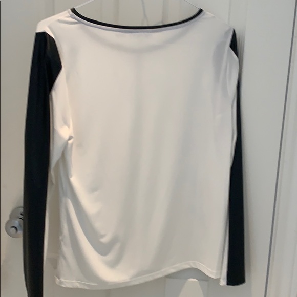 Calvin Klein cream top w/ black faux leather trim - Picture 3 of 3